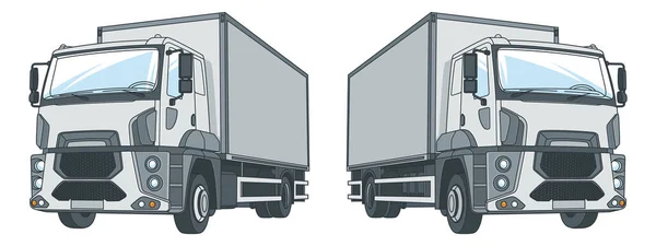 Truk Untuk Transportasi Barang Sisi Kiri Dan Kanan Ilustrasi Vektor - Stok Vektor