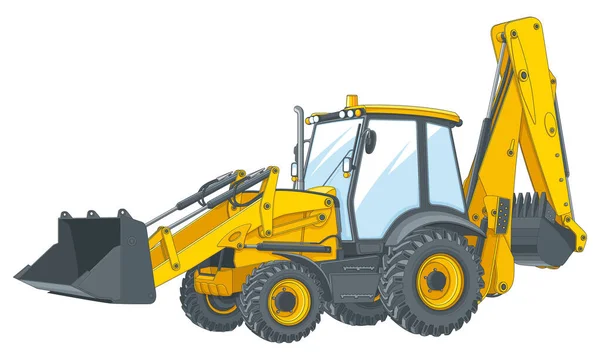 Tractor Amarillo Con Opciones Adicionales Ilustración Vectorial Sobre Fondo Blanco — Vector de stock