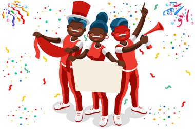 Kalabalığı eğlendirmekten izole futbol fanlar. Futbol taraftarları Stadyumu'nda, kalabalık kişi kutlama. Küçük resim veya etiket kale direği, web afiş, infographics, kahraman görüntüler için. Düz vektör çizim.