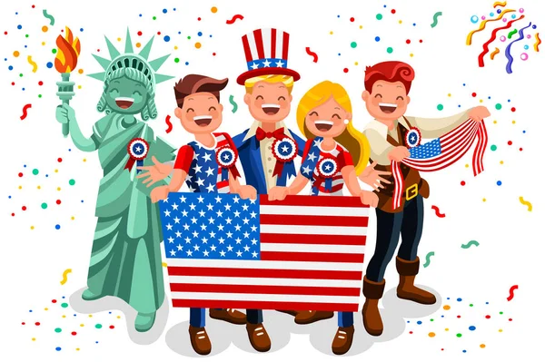 Feliz Dia Independência Julho Fundo Bandeira Americana Vetor Usa Ilustração —  Vetores de Stock