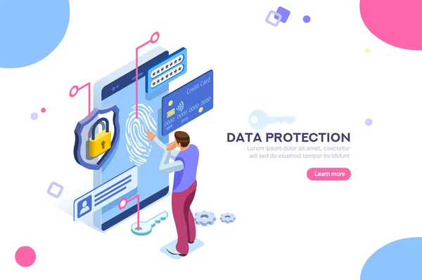 Concepto Protección Datos Verificación Tarjetas Crédito Datos Acceso Software Como — Archivo Imágenes Vectoriales