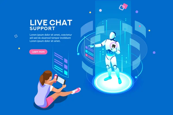 Künstliche Intelligenz Business Iot Konzept Mit Mann Bot Chat Mit — Stockvektor