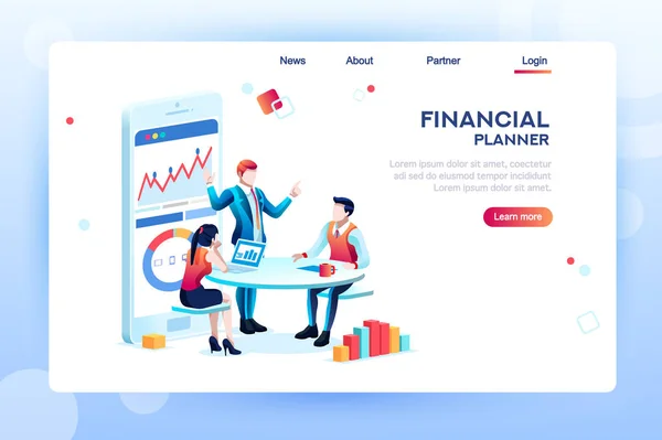 Rådgivare Företagsteam Förvaltning Investeringar Möte Konto Konsult Diskussion Datan Inkomst — Stock vektor