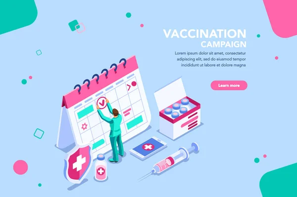 Concept Van Vaccin Nood Dag Virus Infographics Volwassene Geschoten Sjabloon — Stockvector