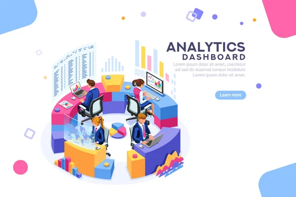 Gráficos Estadísticas Clave Del Servidor Concepto Indicadores Rendimiento Analista Proceso — Vector de stock