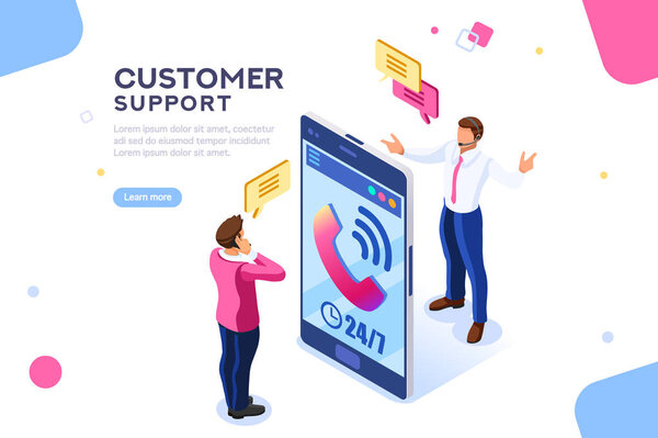 Продукт интернет-магазина. Магазин доступной помощи, доступной всегда. Иллюстрация часов для сайта или центра. Изометрические изображения концепции поддержки клиентов транзакции с персонажами. Векторная иллюстрация
.