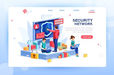 Veri üstbilgi, ağ hukuk kod gizli olarak kişisel suça karşı. Modern gizliliği. Web sitesi parmak izi, kart kontrol erişim için. Kavram karakterlerle, şablon izometrik düz vektör görüntüler