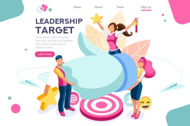 El gösterisi jesti, en iyi kavramsal hedef. Puan uygulaması, web afiş, infographics, kahraman görüntüleri için kullanabilirsiniz. Beyaz arka planda yalıtılmış düz isometrik vektör çizimi