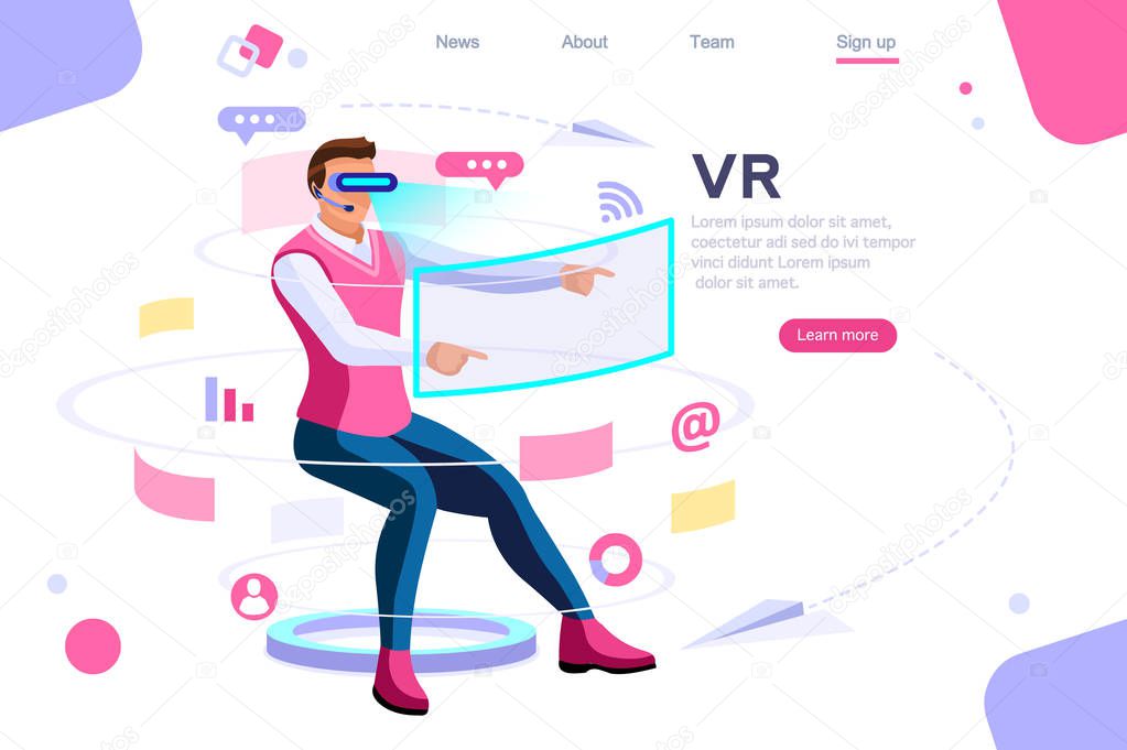 Visual images, virtual experience view. Cyberspace, flat multimedia work concept. Can use for web banner, infographics, hero images. Flat isometric vector illustration.
