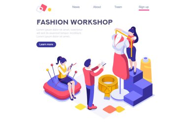 Profesyonel Moda Hobisi Simgesi, Basit İşaretler. Hobi sembolü. Moda Düz Vektör İllüstrasyon Isometric Banner.