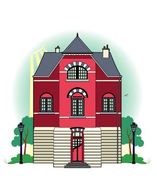 Bir pembe bina, dosyayı Eps 8 vektör çizim