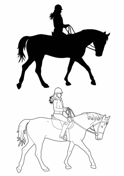 Dibujo Una Mujer Caballo Archivo Eps — Vector de stock