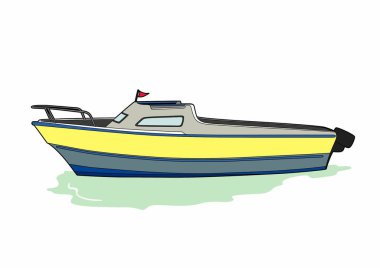 Bir motorlu tekne vektör illüstrasyon, Eps 10 dosyası