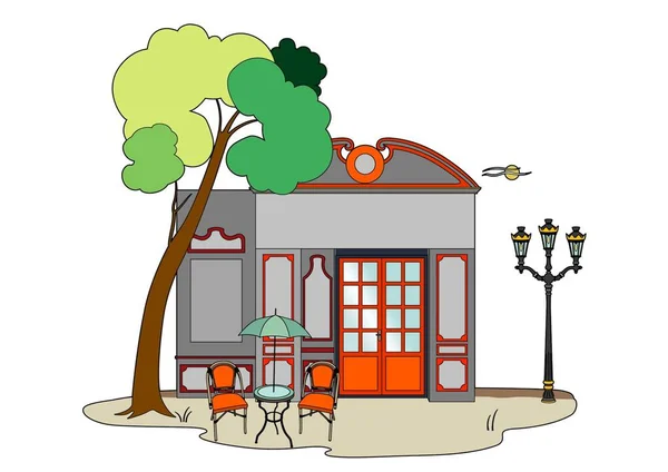 Ilustración Vectorial Una Terraza Cafetería Archivo Eps — Archivo Imágenes Vectoriales