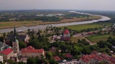 Sandomierz şehir Polonya Hava video Wisla Nehri 1
