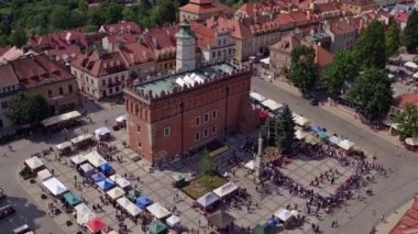 Sandomierz şehir Polonya Hava video Wisla Nehri 1