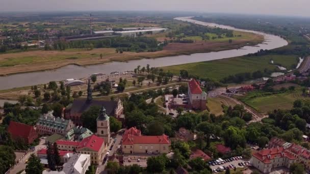 Sandomierz Wisla River Paisagem Aérea Vídeo — Vídeo de Stock