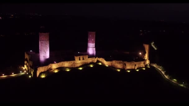 Checiny Castle Poland Летняя Аэрофотосъемка — стоковое видео