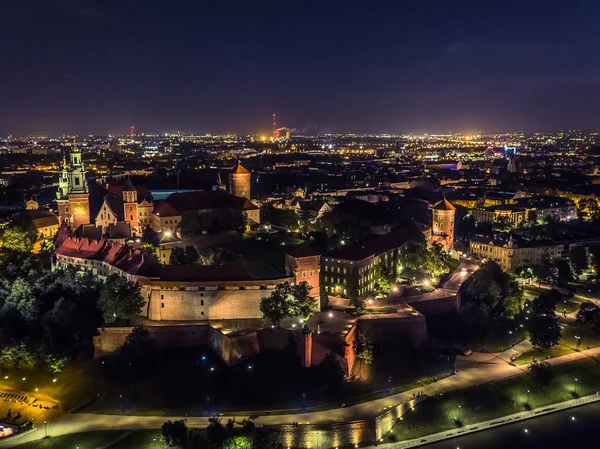 Cracow Wawel城パノラマ空中 ザメクKrolwski Wawelu Polskaクラクフ パノラマZ Drona — ストック写真