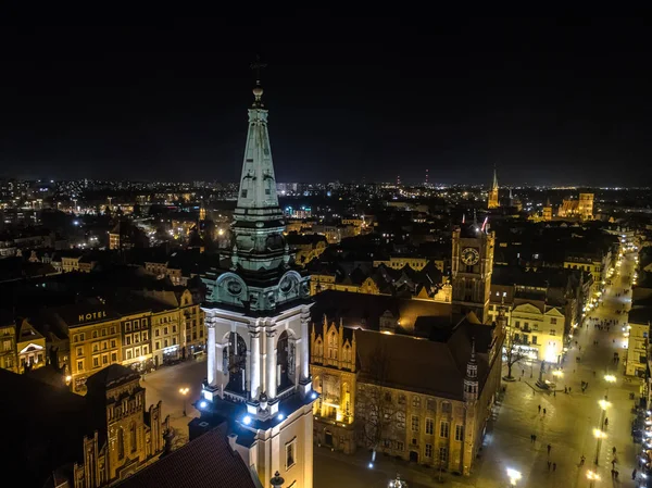 Staré Město Toruň Polsko Centrum Města Katedrála Radnice Hodiny Noc Royalty Free Stock Obrázky