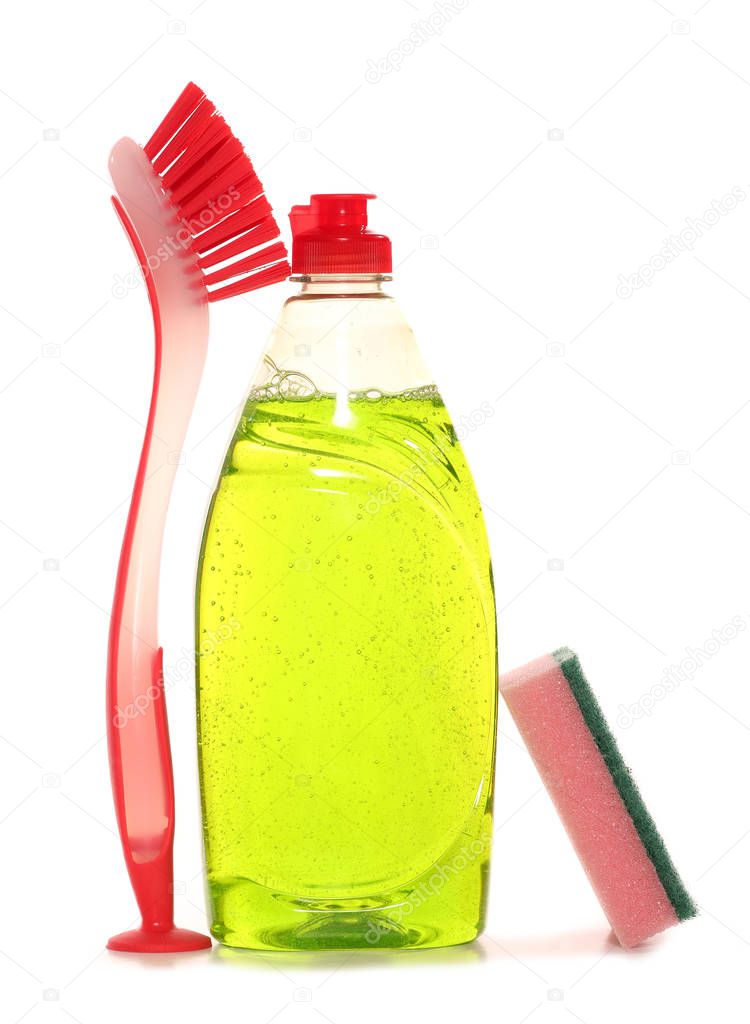washing up liquid on white background
