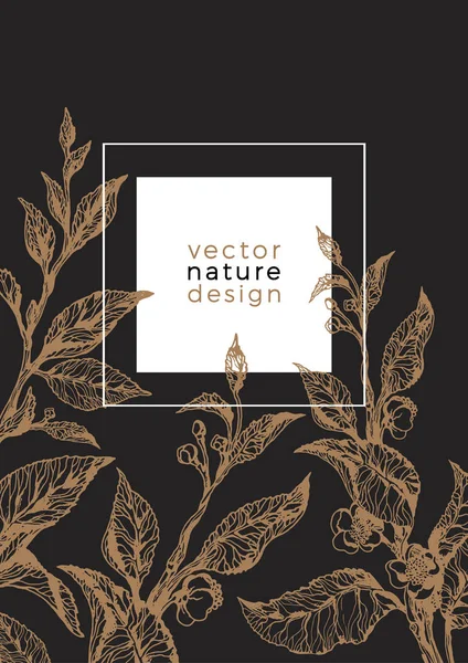 Emballage Graphique Pour Nature Tropique Luxe Design Art Ligne Croquis — Image vectorielle