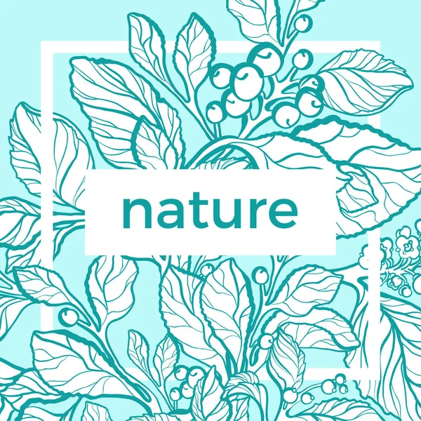 自然包装的矢量模板 热带芳香植物 有机饮料 复古花卉卡片的交配枝 艺术设计 素描花形 颜色背景为生物标签 — 图库矢量图片