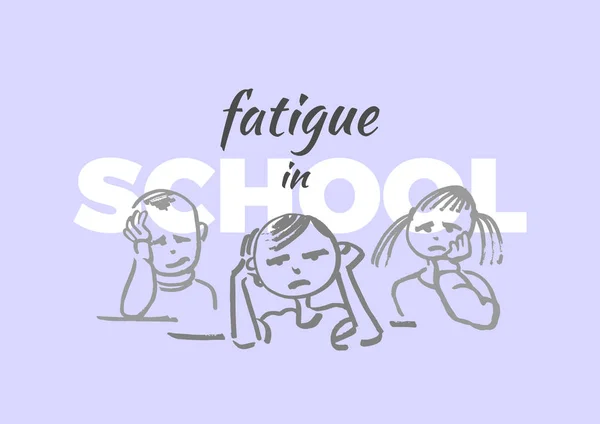 Illustration Vectorielle Fatigue École Garçon Fille Table Problème Déficit Attention — Image vectorielle