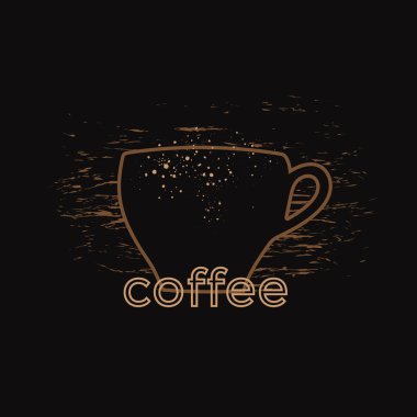 Vektör şablonu. Kahve fincanı sembol Cafe, menü, basit bir logo için altın şeklinde. Premium ürün, sanat tasarım siluet, anahat. Doku soyut etiket, lüks kartı, aroma tropikal içki, işareti