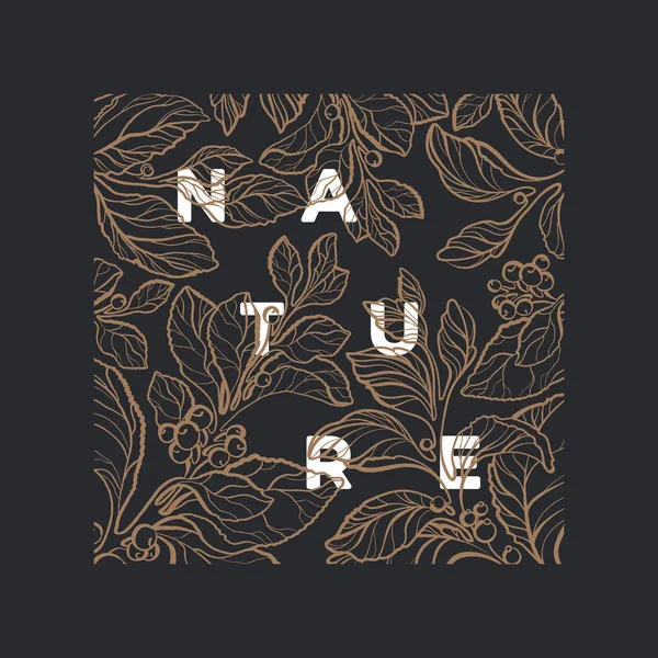 Vector Fundo Floral Natureza Ilustração Orgânica Linha Arte Planta Botânica — Vetor de Stock