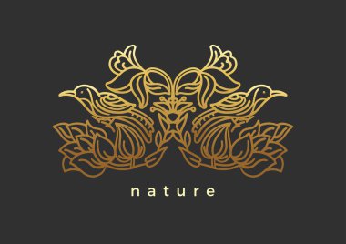 Vektör doğa sembolü. Sanat etiket. Vintage yaz rozet, Hanedanlık armaları