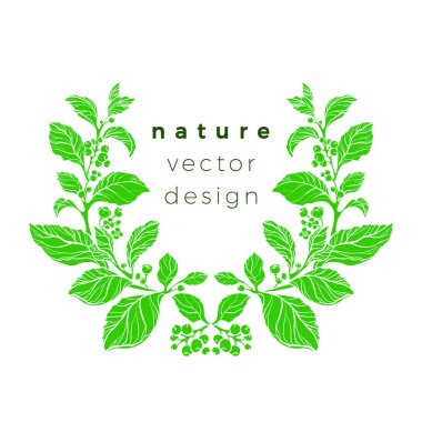 Vektör yeşil çerçeve. Dostum bush. Organik çiçek kartı, sembol