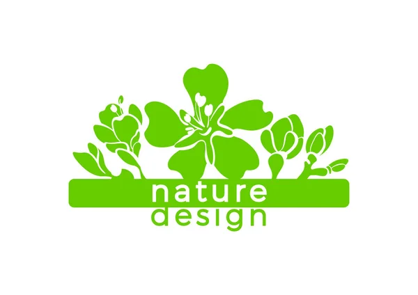 Vector nature card. Botanical beauty sticker. Almond flower. — Stock Vector