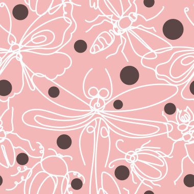Bezelye kömüründe zarif baskı. Vektör dikişsiz desen. Böcek. 