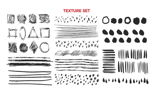 Texture. Crayon, coup de pinceau. Ensemble vectoriel — Image vectorielle