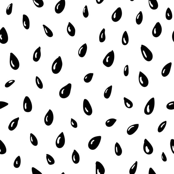 Sesame Seeds Vector Seamless Pattern Simple Black Set White Background — Stock Vector