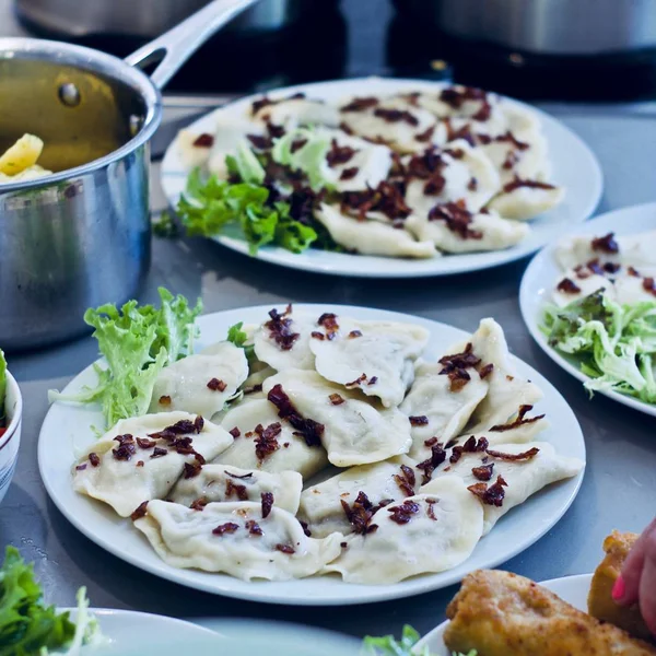 Свежие Вкусные Польские Пельмени Кухне Концепция Питания — стоковое фото