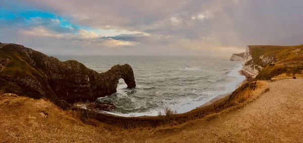 Durdle Door Beach Фантастическими Скалами Скалами Природа Пляже Дорсет Англия — стоковое фото