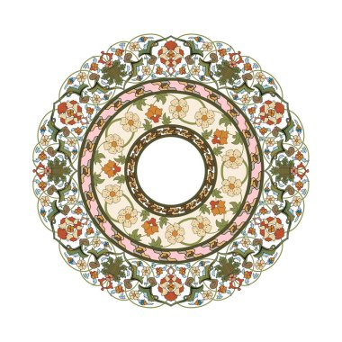 Daire çiçek desenli, çizim 