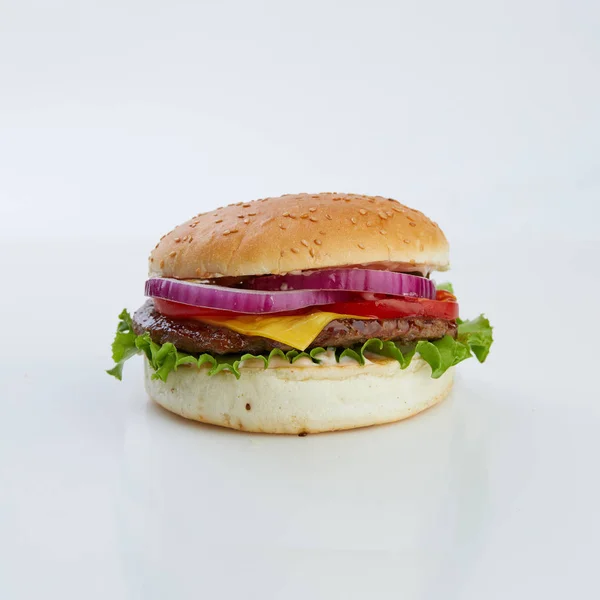 Hambúrguer Com Rissóis Carne Moída — Fotografia de Stock
