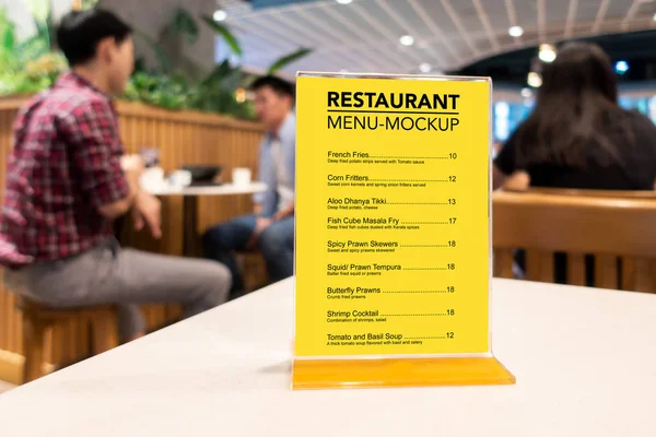 Mock up Signage met menu in restaurant Stockfoto