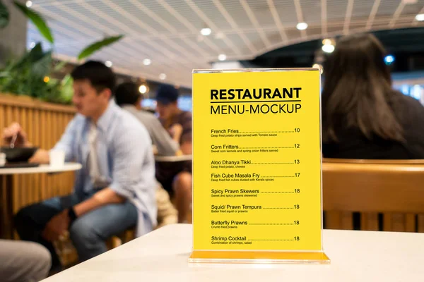 Mock up Signage met menu in restaurant Stockfoto