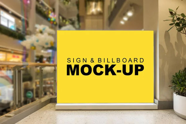 Mock up blank yellow screen indoors advertisement billboard — Stock Photo, Image