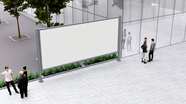 Illustration Abstract Mock Large Blank Outdoor Billboard Walkway Building Panoramic — Stock Photo, Image