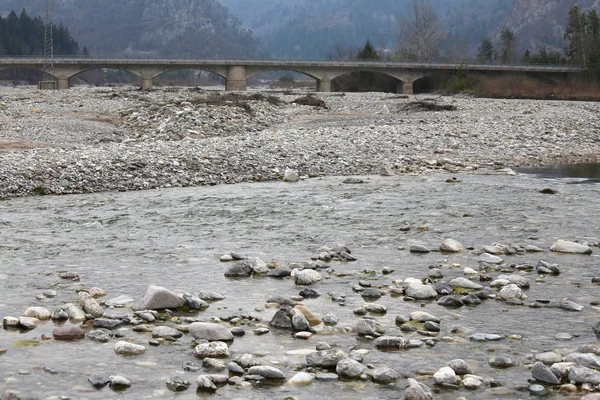 Långa Bron Över Floden Tagliamento Italien — Stockfoto