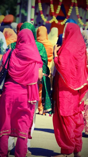 Many Women Sikh Religious Celebration Vintage Effect — Stock Photo, Image