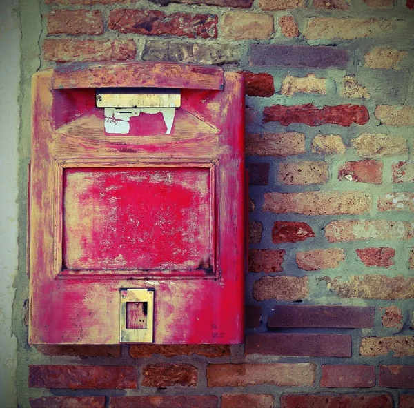 Boîte Aux Lettres Rouge Pour Livrer Courrier Travers Monde Avec — Photo