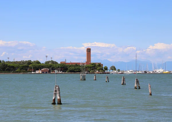 Chiesa Santa Elena Mare Azzurro Visto Dal Vaporetto Venezia — Foto Stock