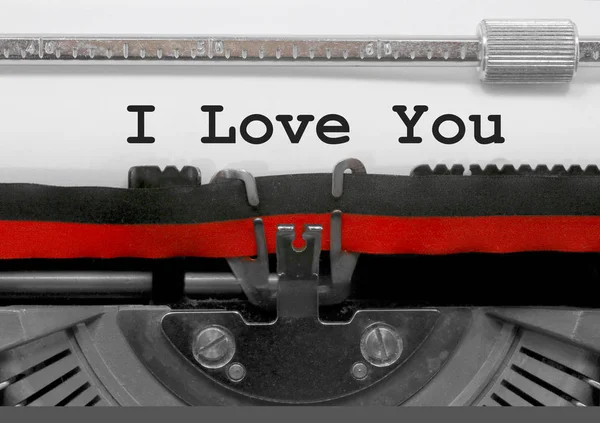 Love You Tarafından Eski Bir Daktilo Beyaz Kağıda Yazılmış Metni — Stok fotoğraf