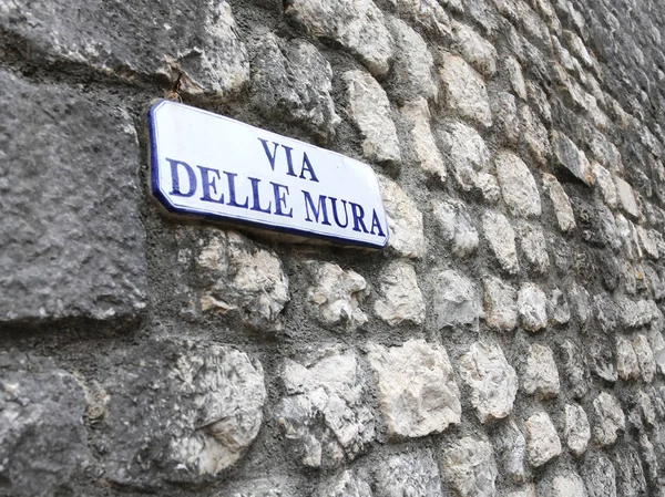 Pared Nombre Calle Que Significa Camino Las Murallas Pequeña Ciudad — Foto de Stock